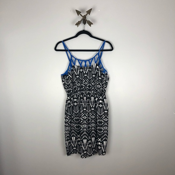 Aztec Print Black Dress with Cage detail - Picture 2 of 6